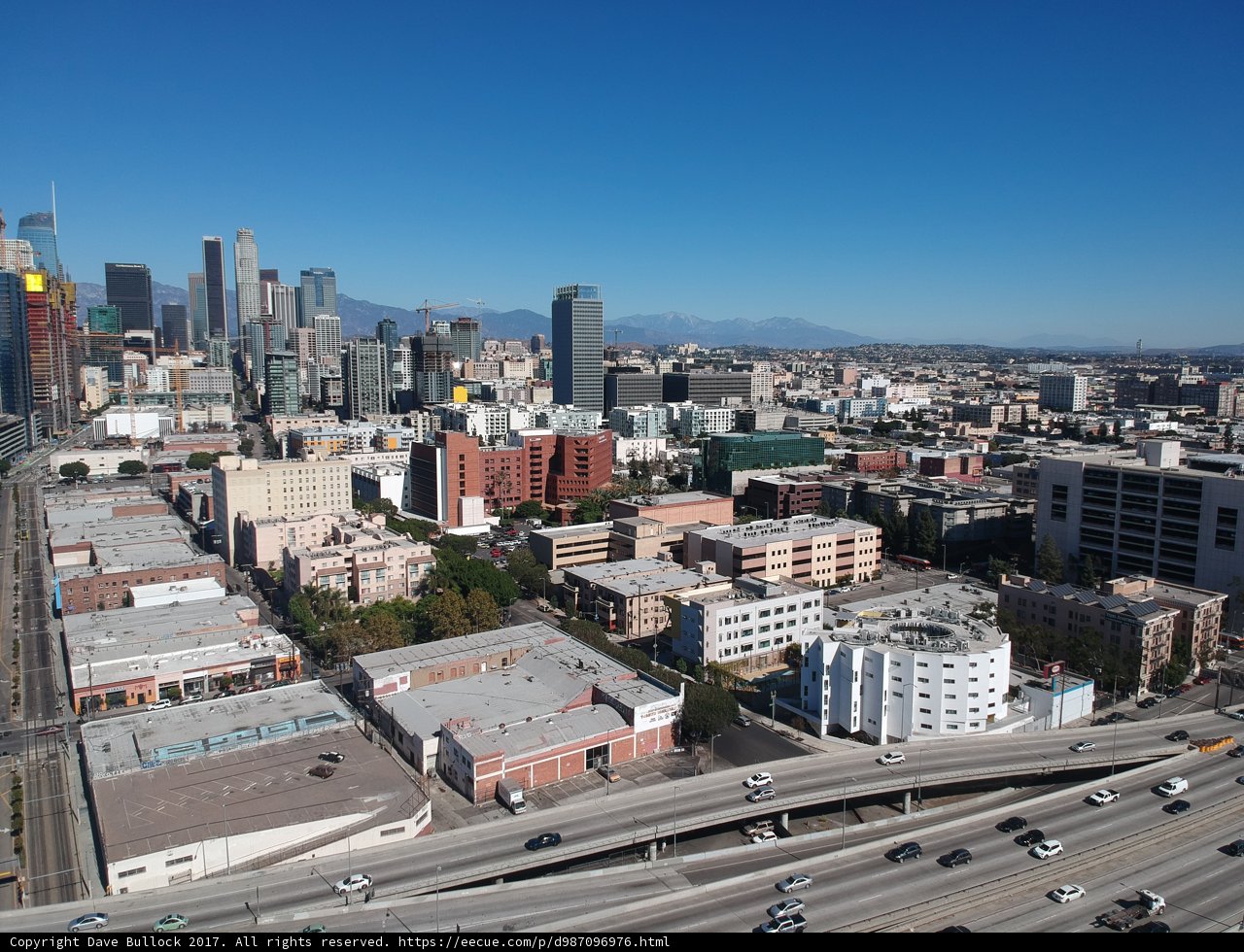 Cityscape from Above with Traffic on the Freeway