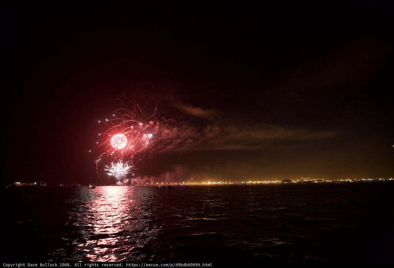 Spectacular Fireworks Show over the Water