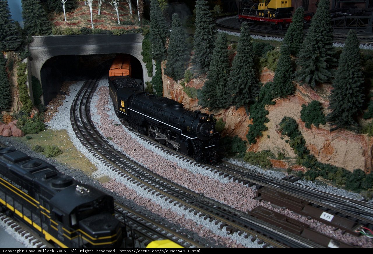 Miniature Train Passing Through Tree-Covered Tunnel