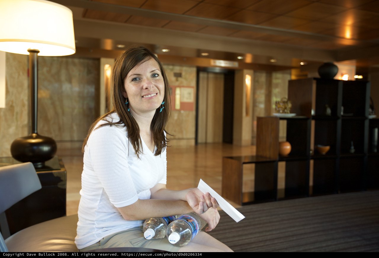 Woman Waiting in Upscale Hotel Lobby San Francisco