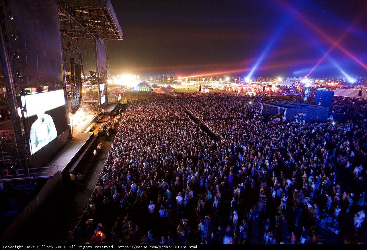 Electrifying Night Sky at Coachella Music Festival