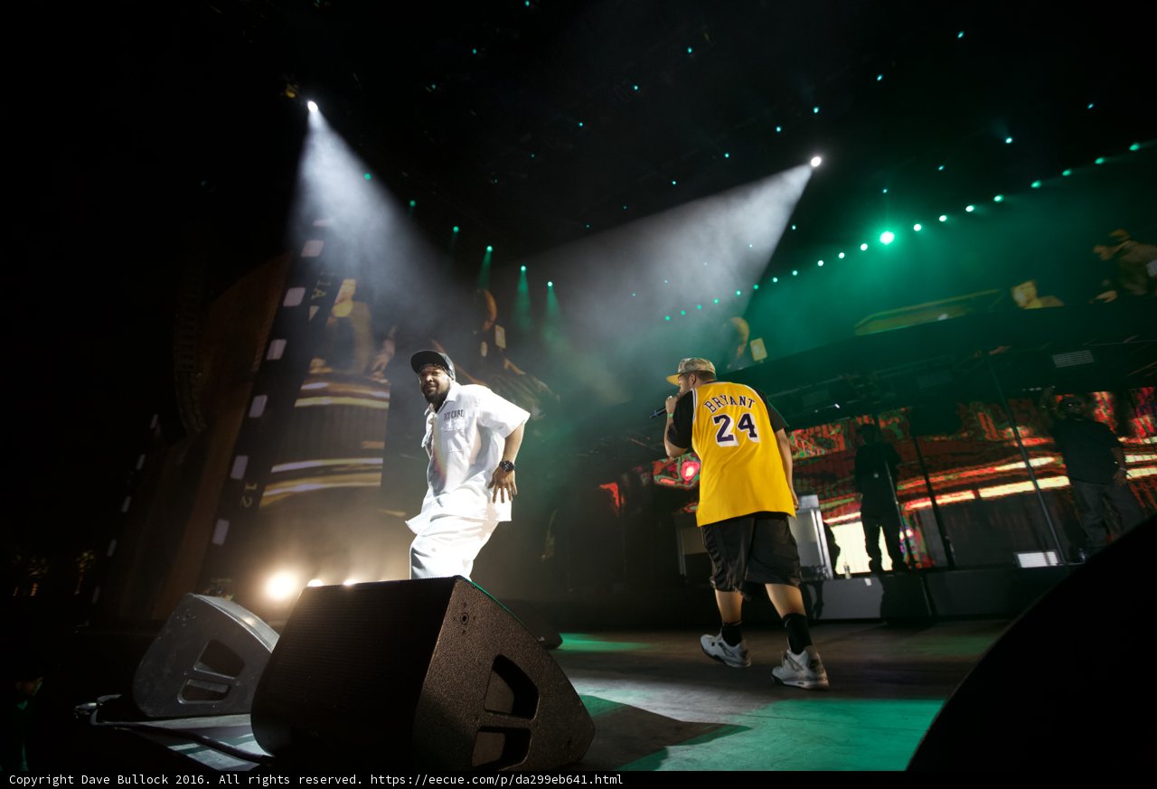 Green Spotlights on Ice Cube and Co-Performer on Stage