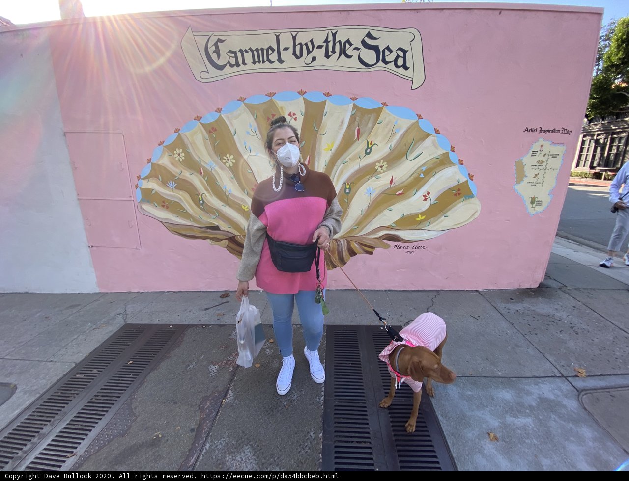 Woman and Dog by a Mural