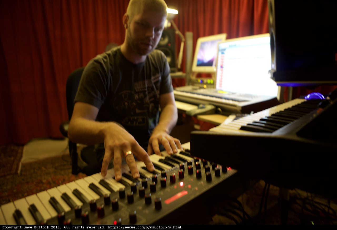 Morgan Page Playing the Keyboard in the Studio