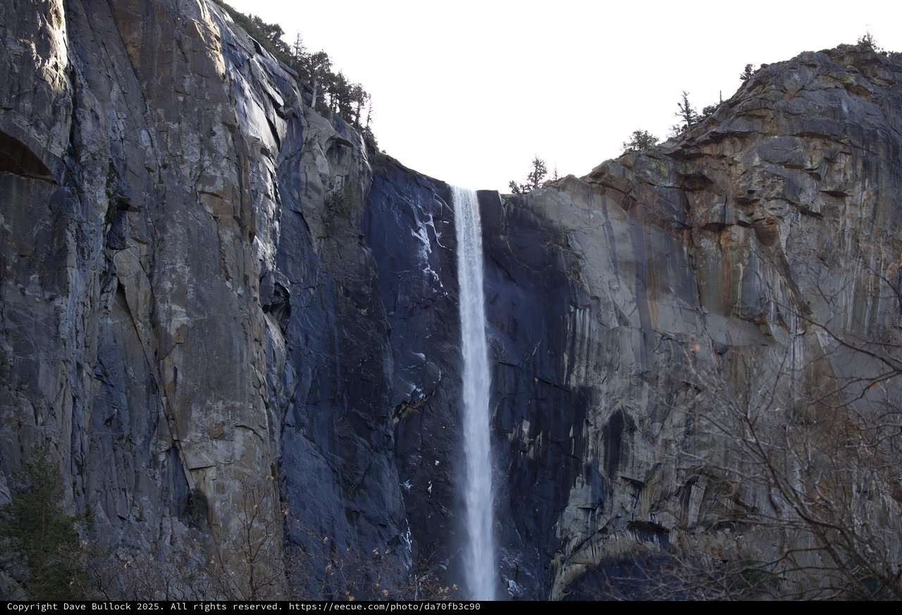 Bridalveil Fall Cascading Through Granite Cliffs in Yosemite