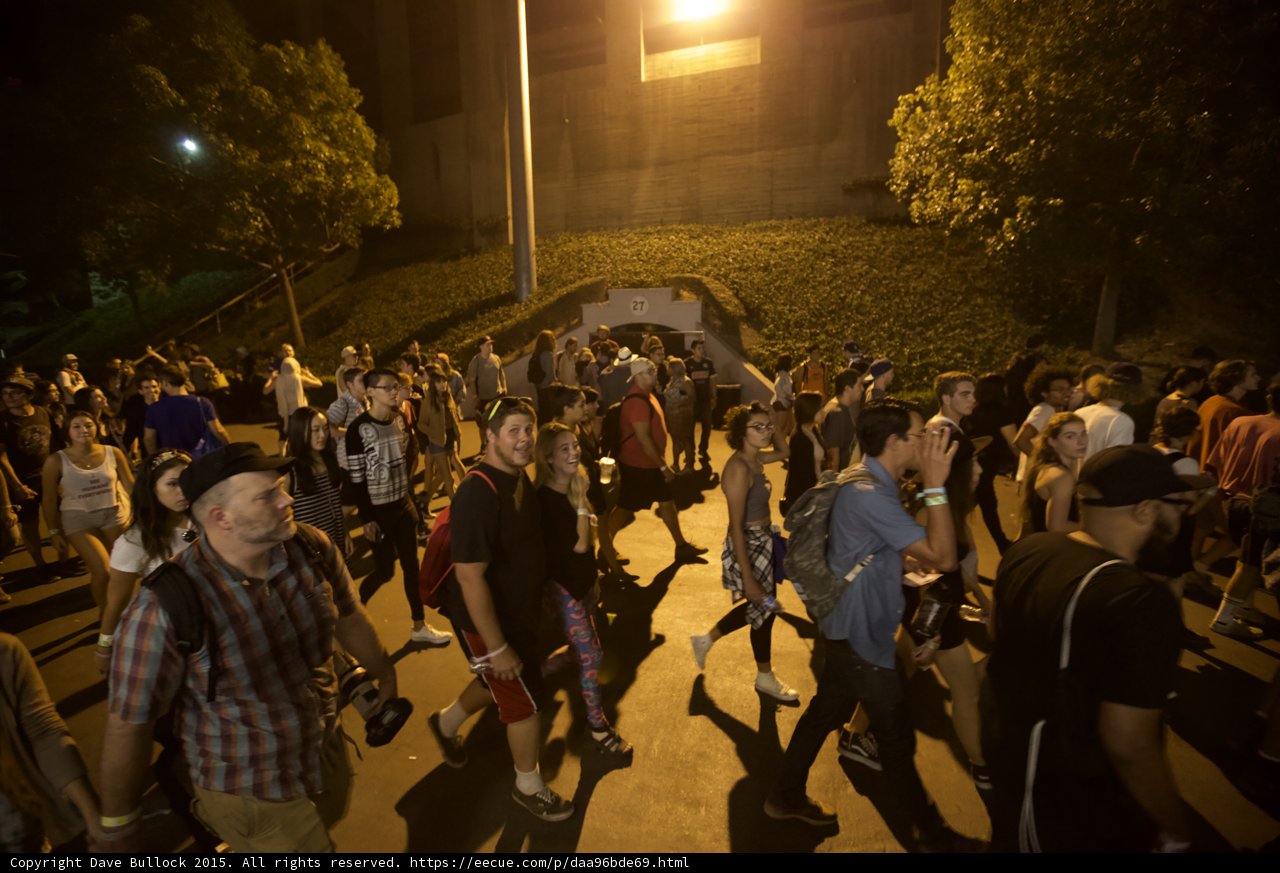 FYF Fest Festival Crowd Night Tunnel 27 Ivy Hill Trees Street Lamp Bearded Man Camera