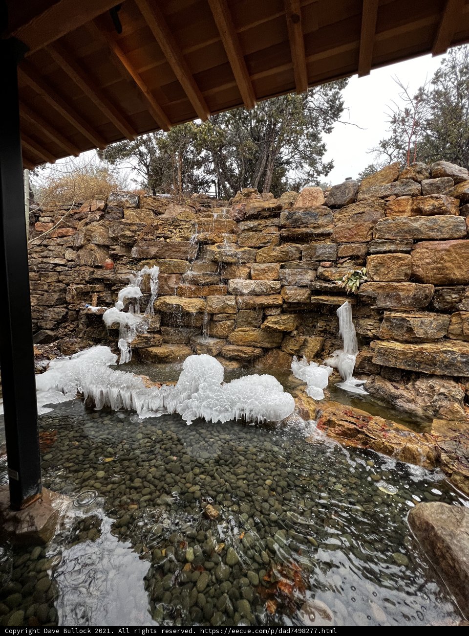 Winter Wonderland Backyard Waterfall