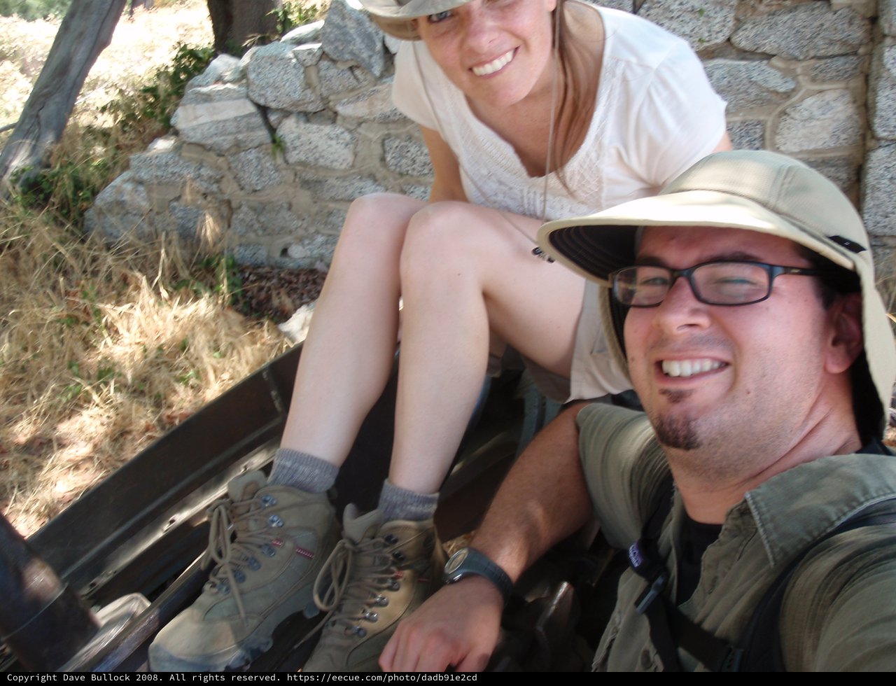 Adventure Couple Resting on Safari Jeep Ride