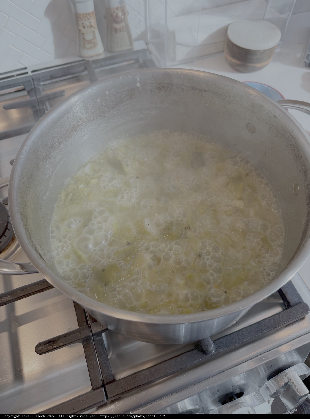 Boiling Noodles in Professional Kitchen Pan