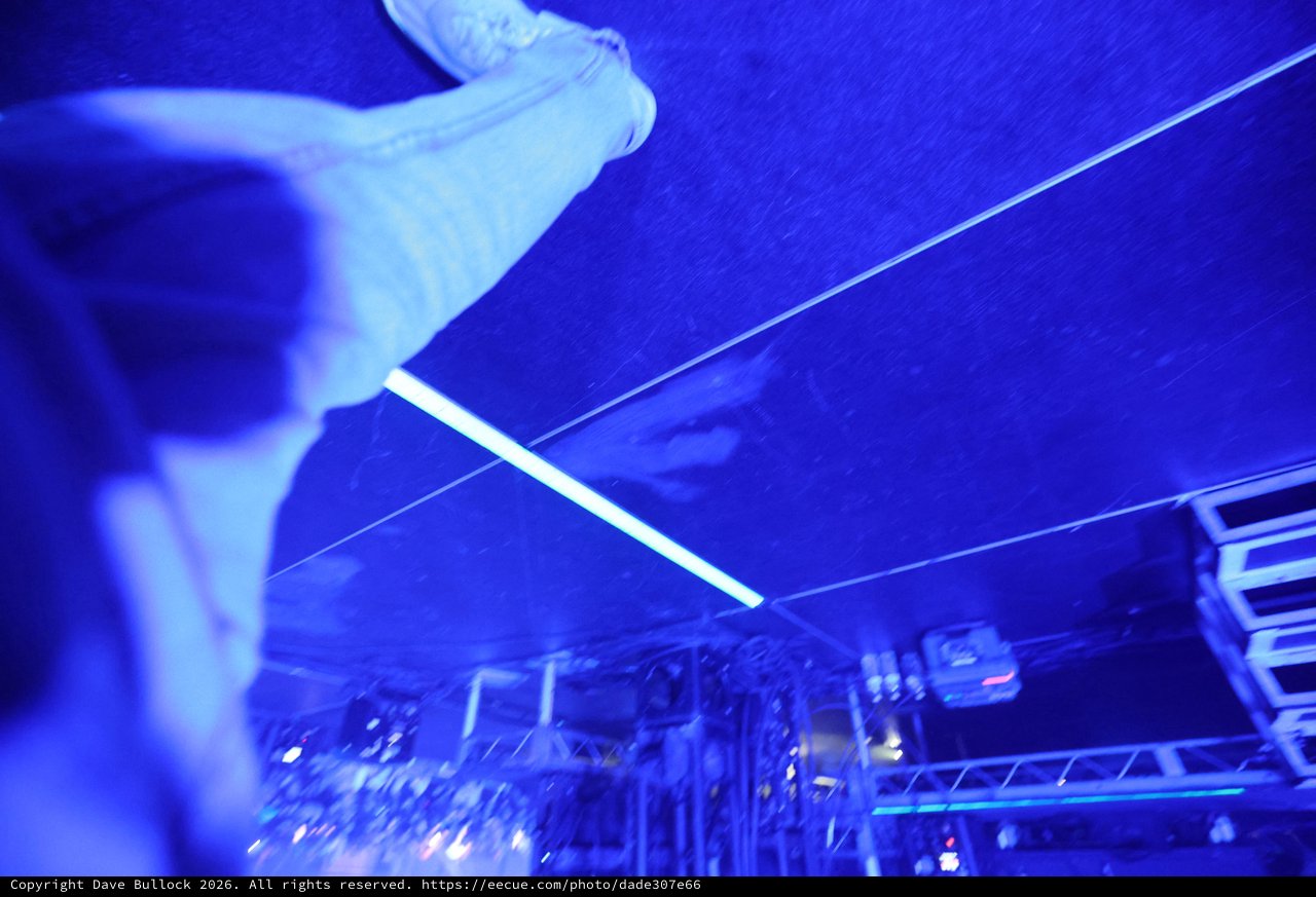 Crowd Surfer Soars Over Blue-Lit Festival Stage