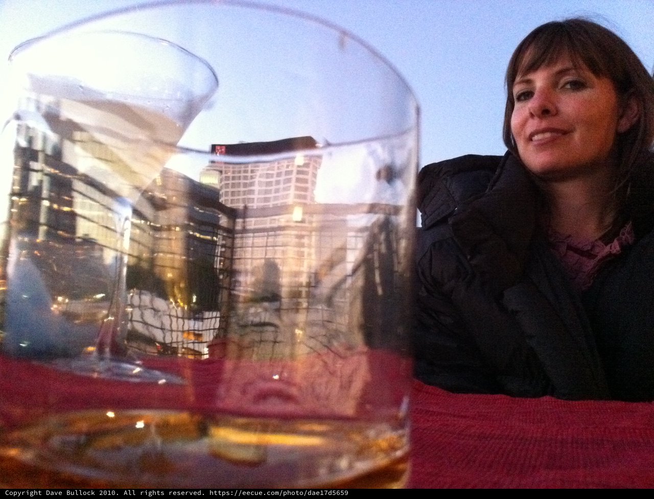 Rooftop Cocktail Hour with City Skyline View