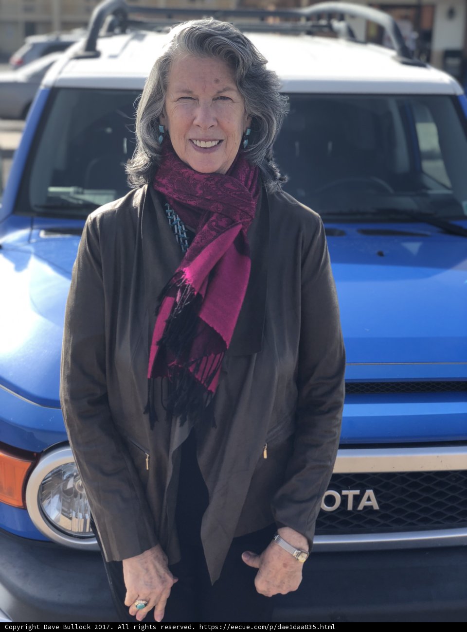 Blue Toyota Truck with Rhoda B