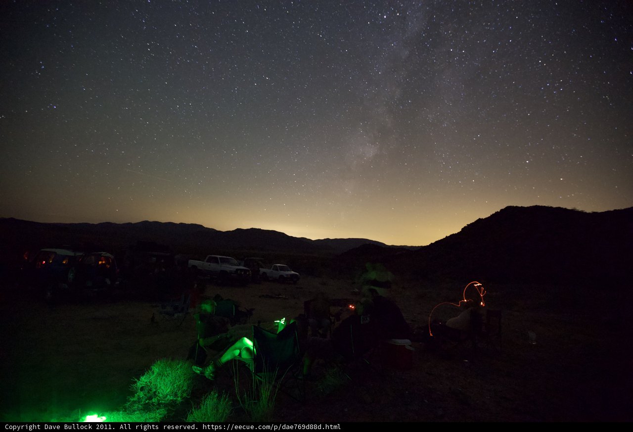 Glowing Green Nighttime Oasis in the Desert