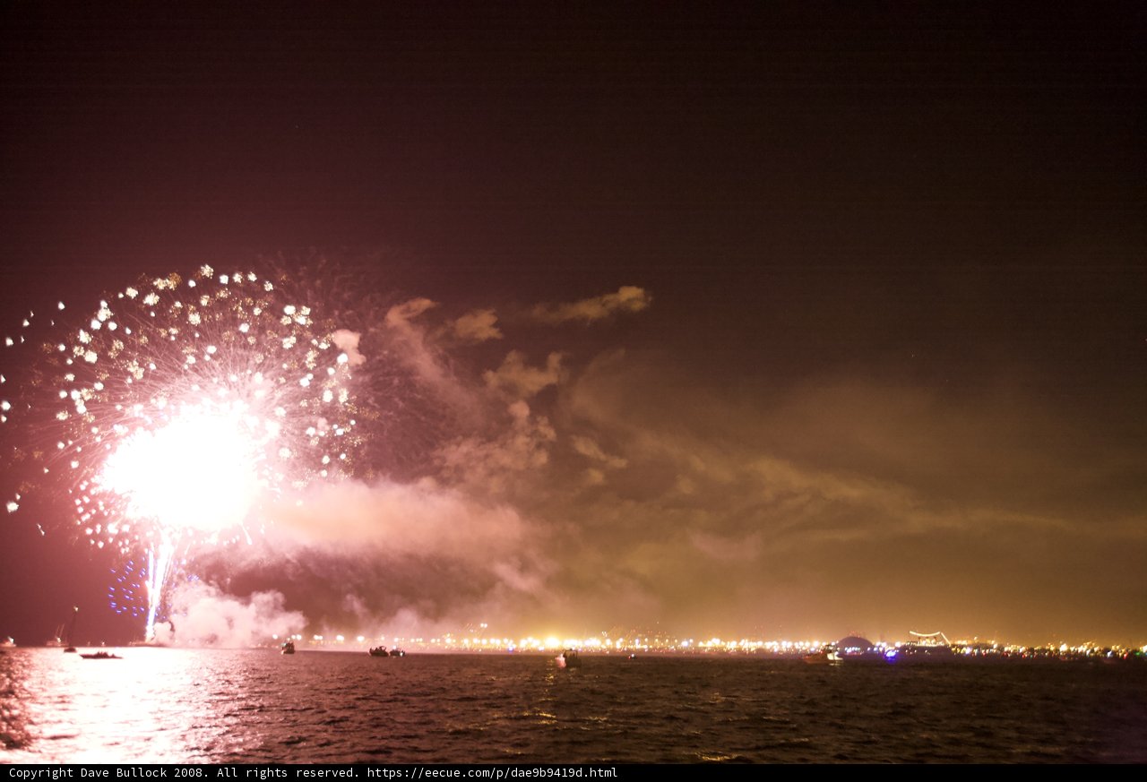 Pyrotechnic Extravaganza over Watery Skies