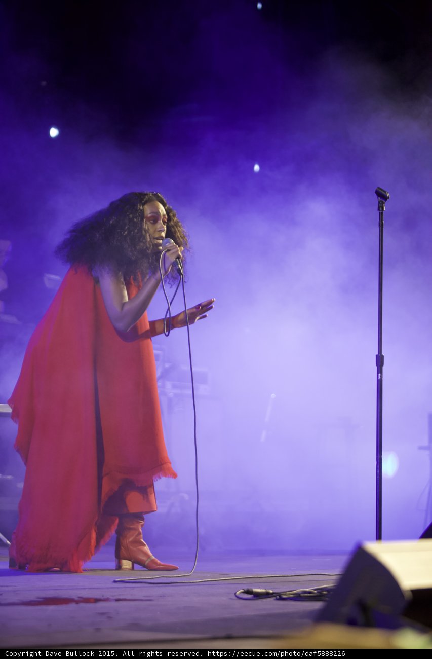 Solange Full Body Hand Extended Red Dress Mic Stand Purple