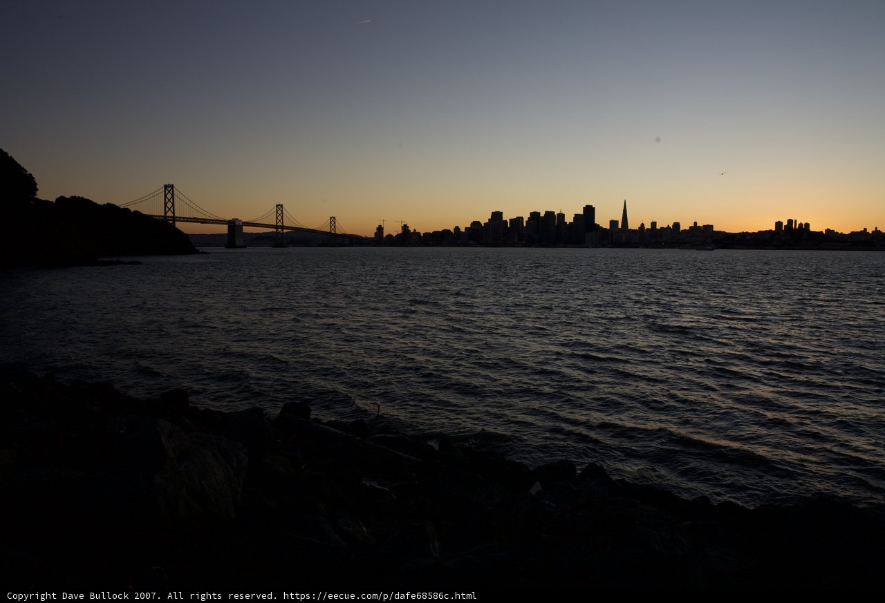 Sunset over San Francisco Bay Bridge