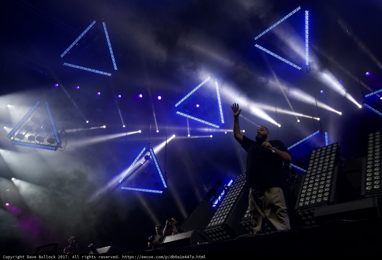 Khaled Shines in Blue Triangles at Coachella Concert