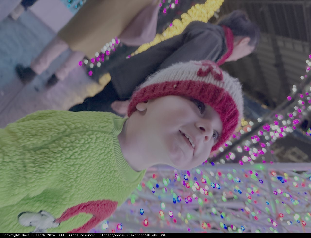 Child in Holiday Beanie with Digital Effects