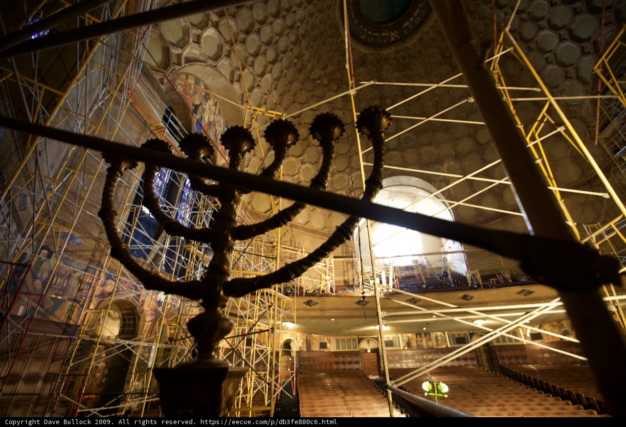 Menorah Illumination in Architectural Setting