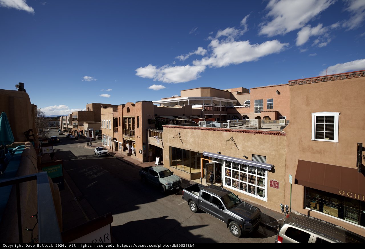 Adobe Architecture of Historic Santa Fe Plaza Street