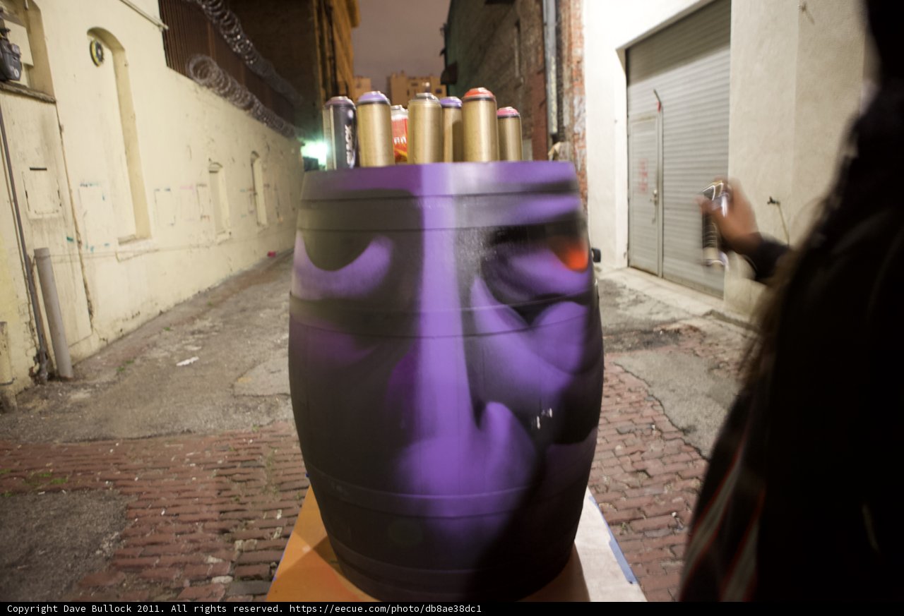 The Purple Barrel with a Face
