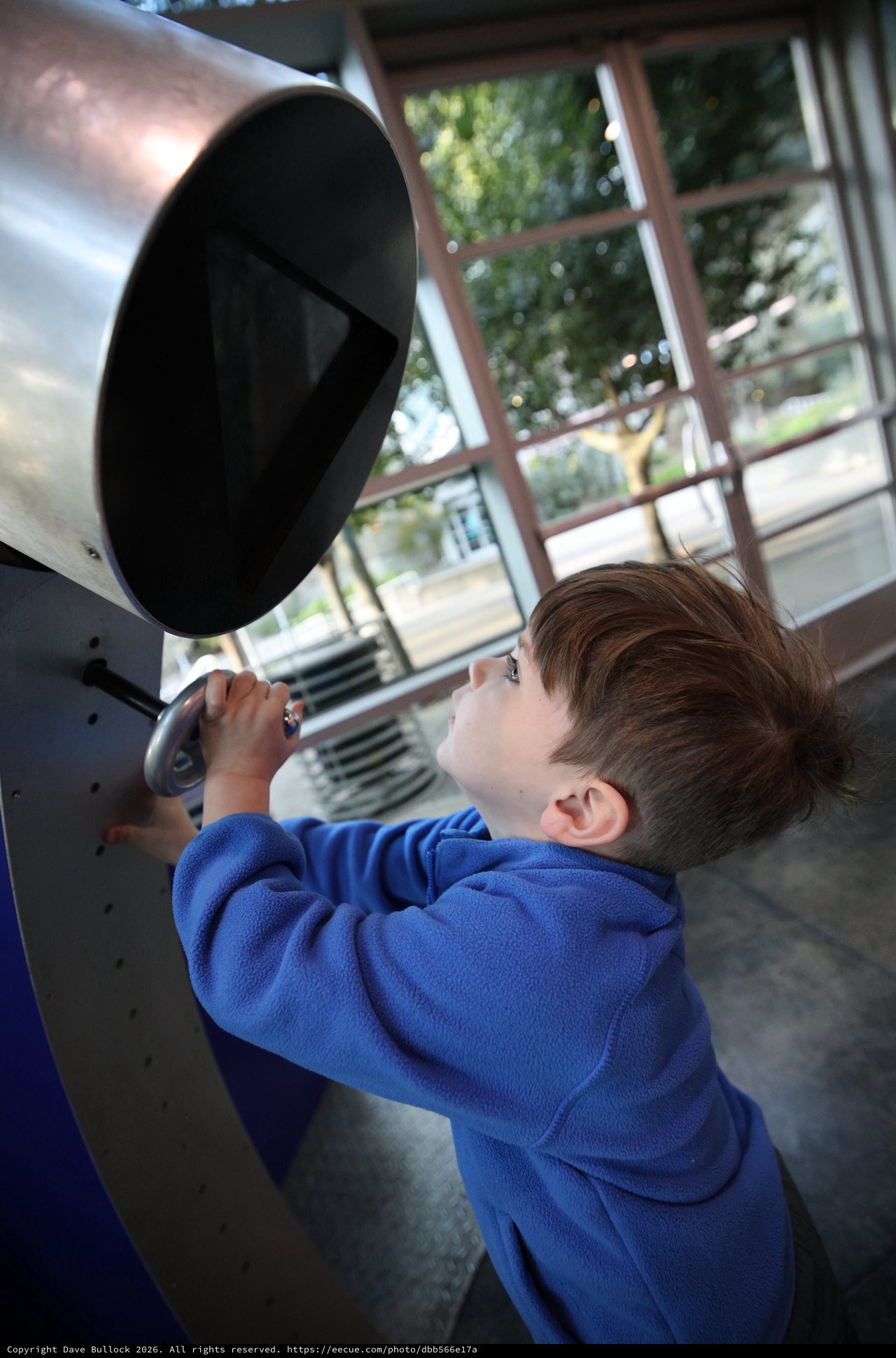 Young Boy Exploring Interactive Science Exhibit
