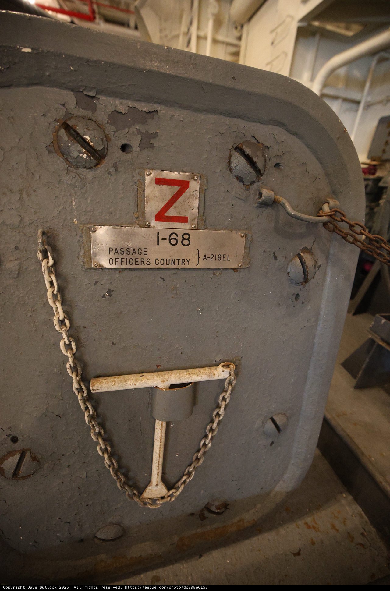Vintage Naval Watertight Door on USS Hornet