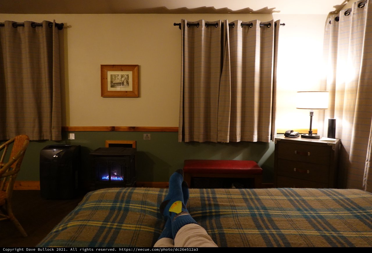 Cozy Hotel Room with Fireplace View