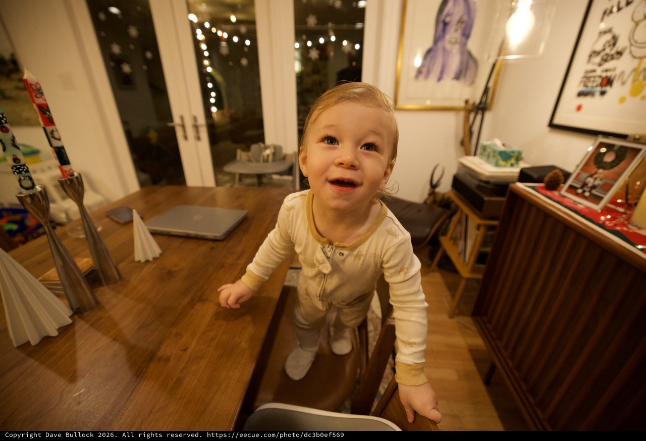 Joyful Toddler Exploring at Christmas Time