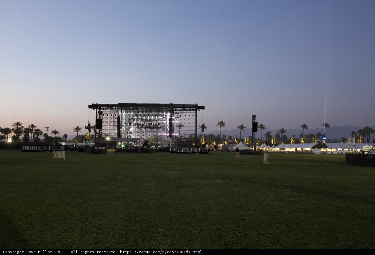 Coachella Main Stage Set Against a Lush Green Field