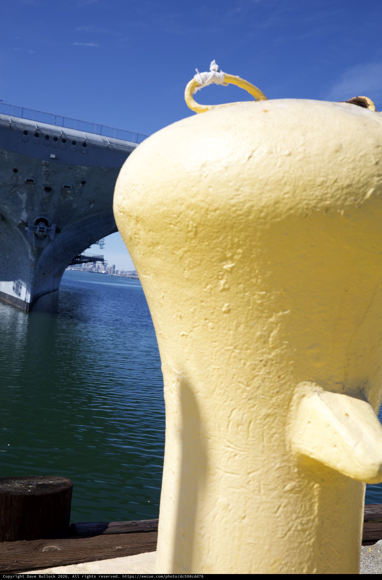 Yellow Mooring Bollard at USS Hornet Naval Museum
