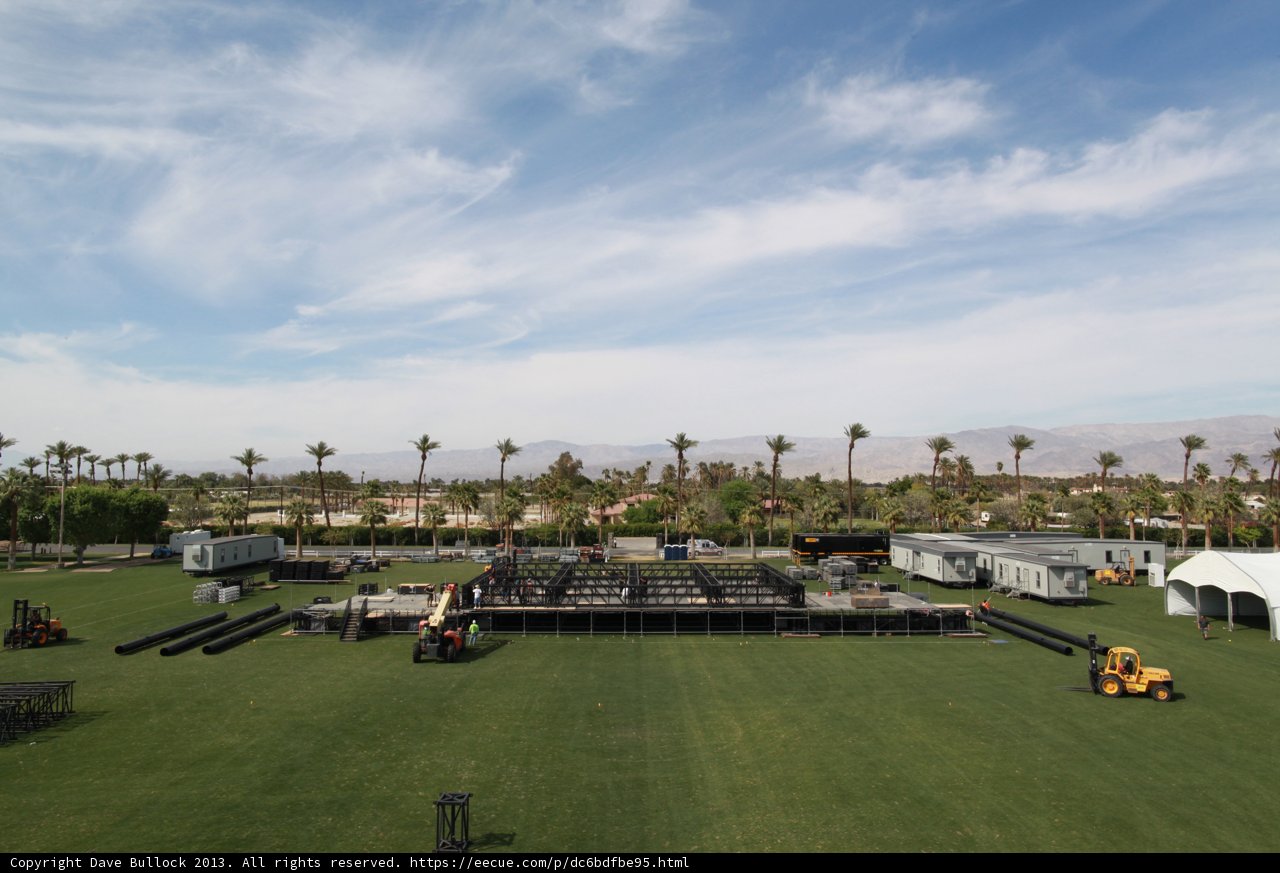 Stage set up in expansive field