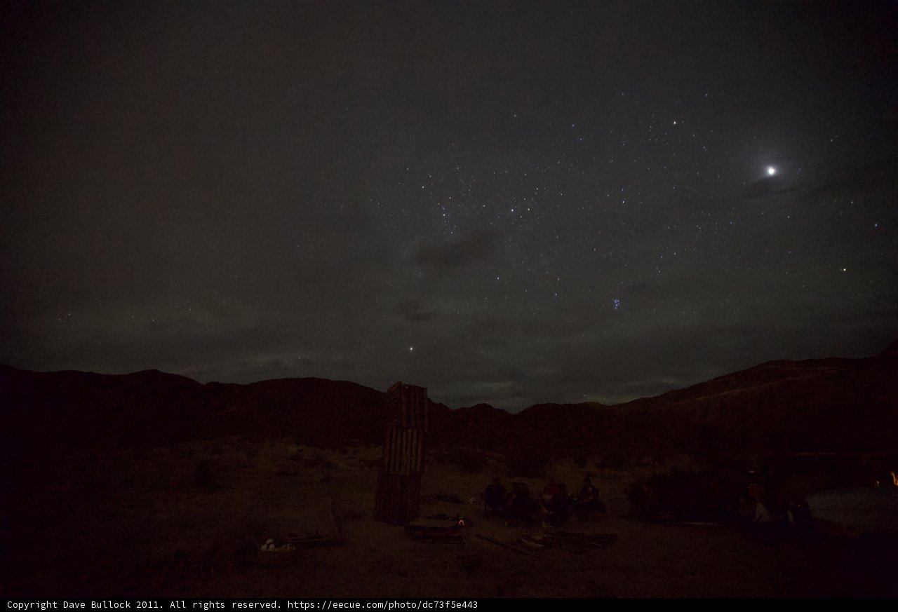 Moon and Venus Shine Bright Over Desert