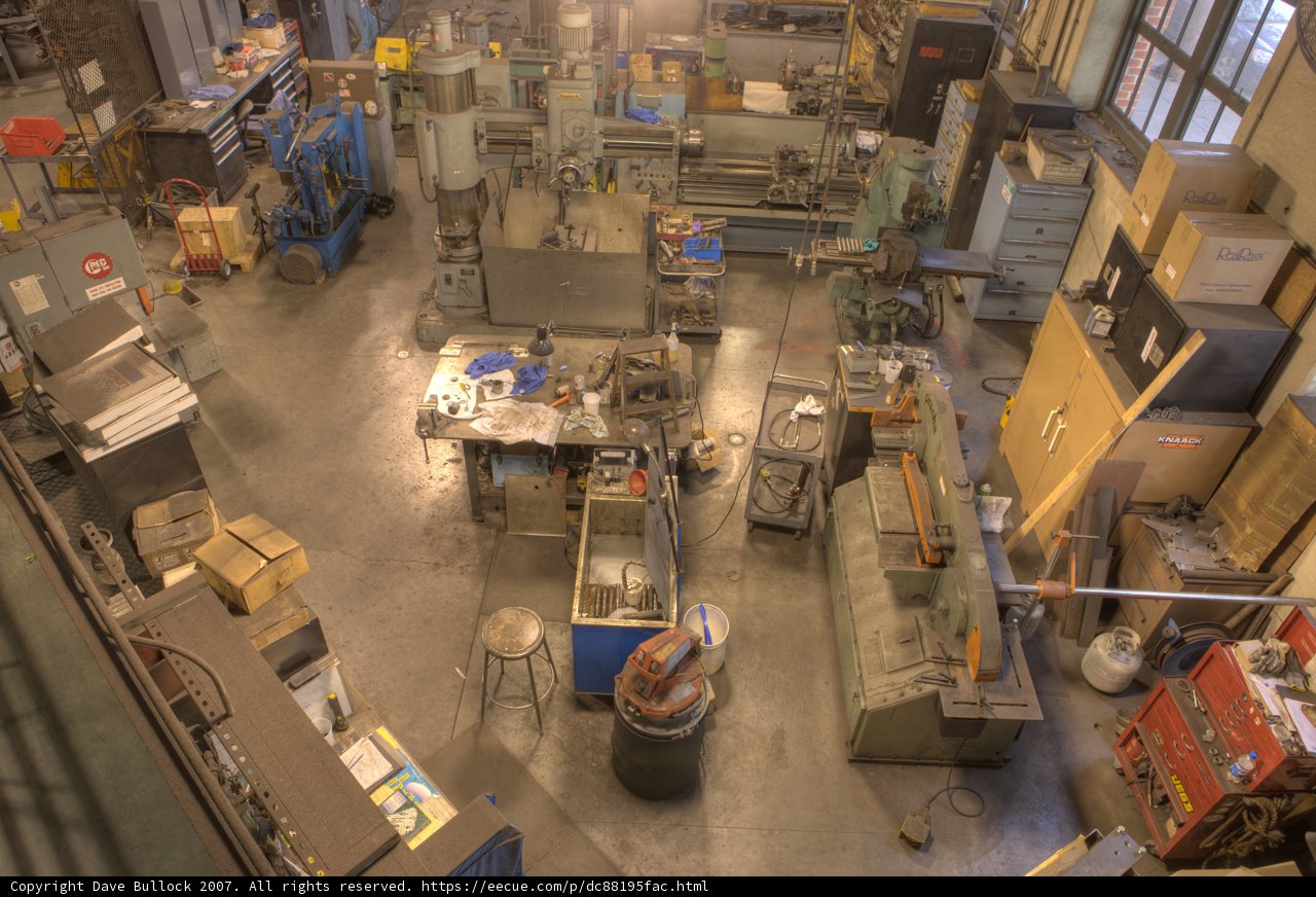 Overhead View of a Busy Workshop