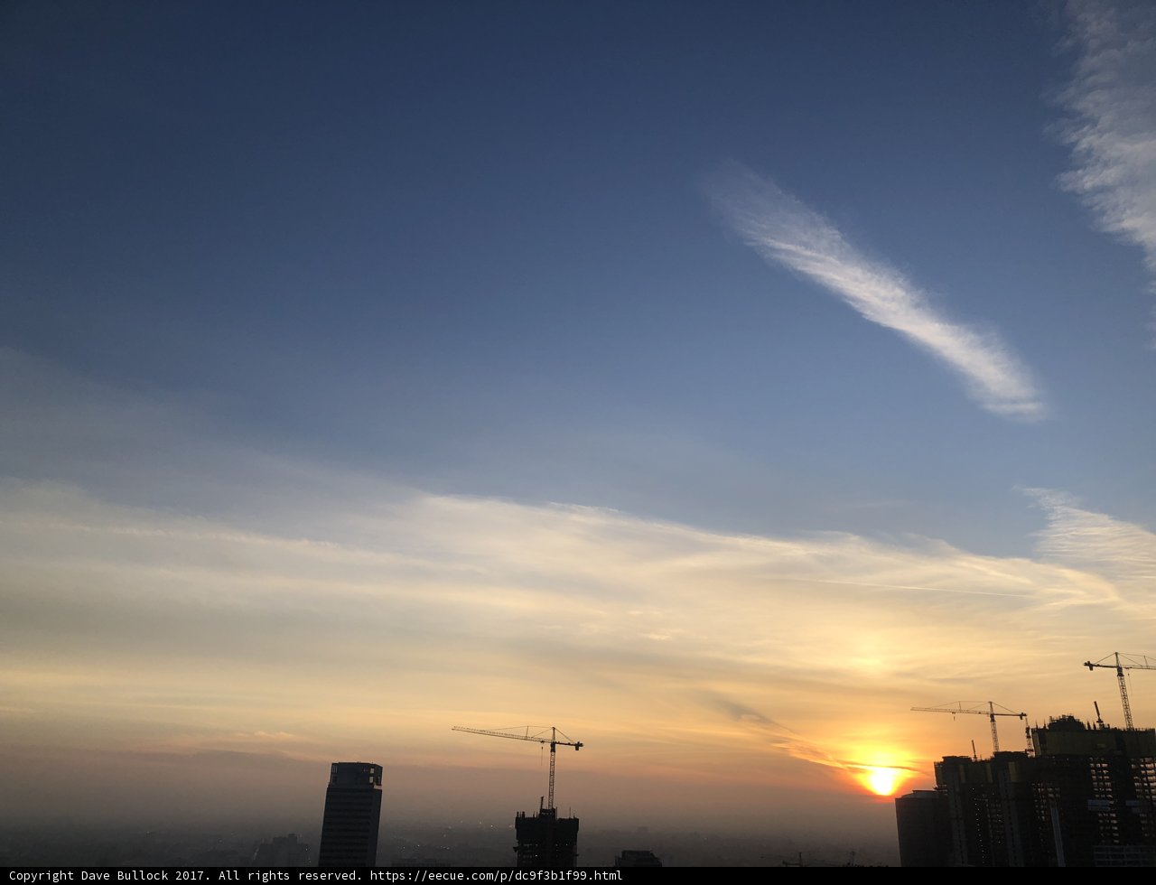 Sunset behind the City Skyline