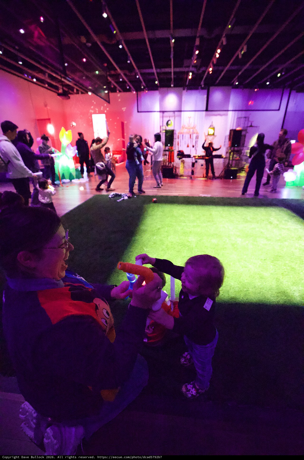 Children and Families at Baby Rave Interactive Light Installation