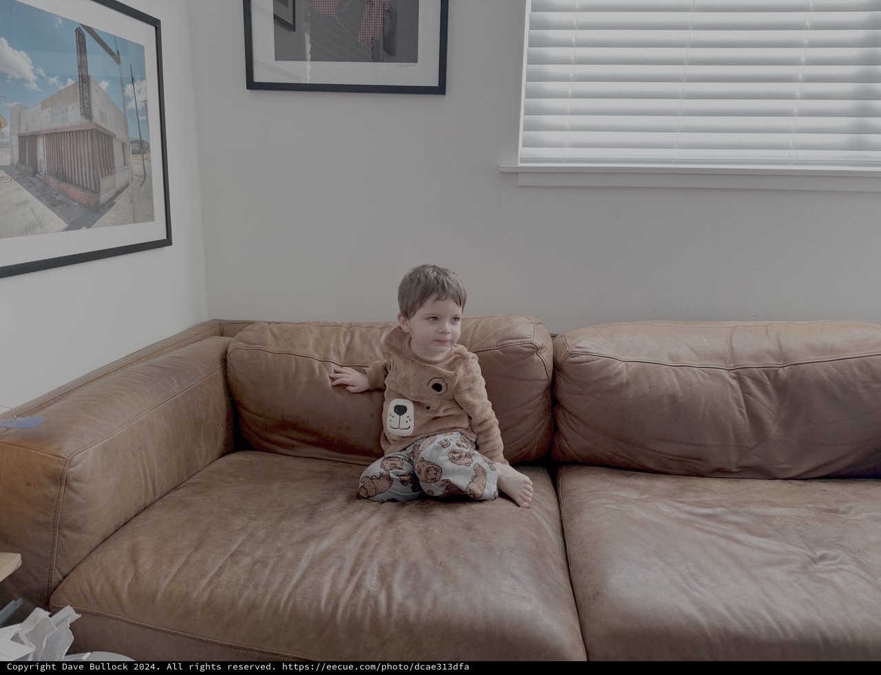 Young Child Relaxing on Living Room Couch