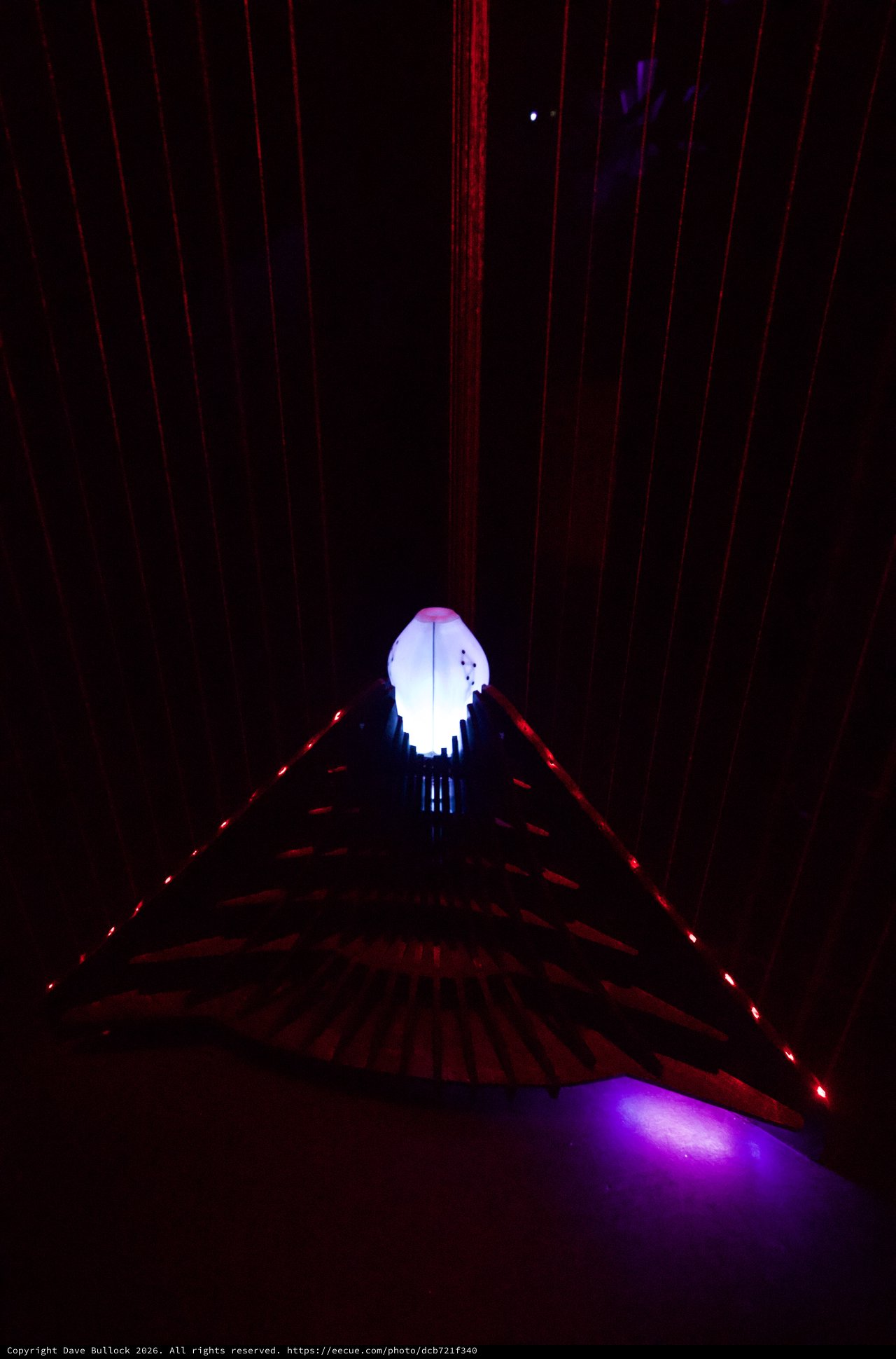 Illuminated Sculptural Installation with Red Laser Display