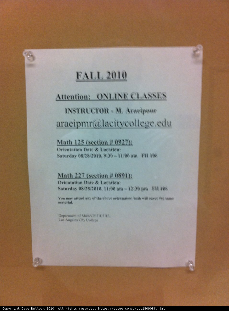 Fall 2010 Sign at a Business Establishment