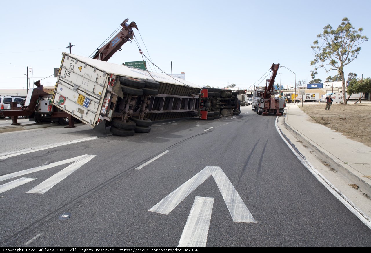 Overturned Truck on the Road