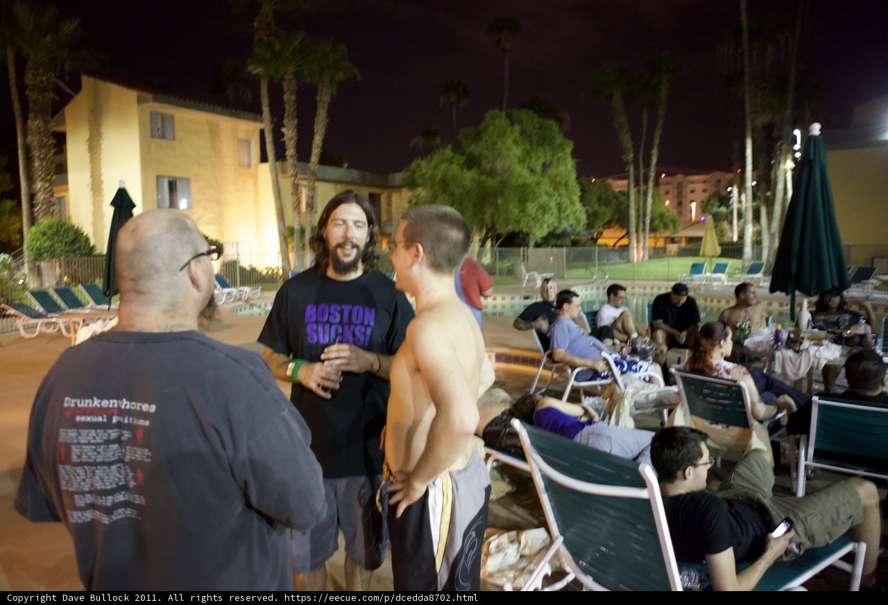 Nighttime Poolside Gathering