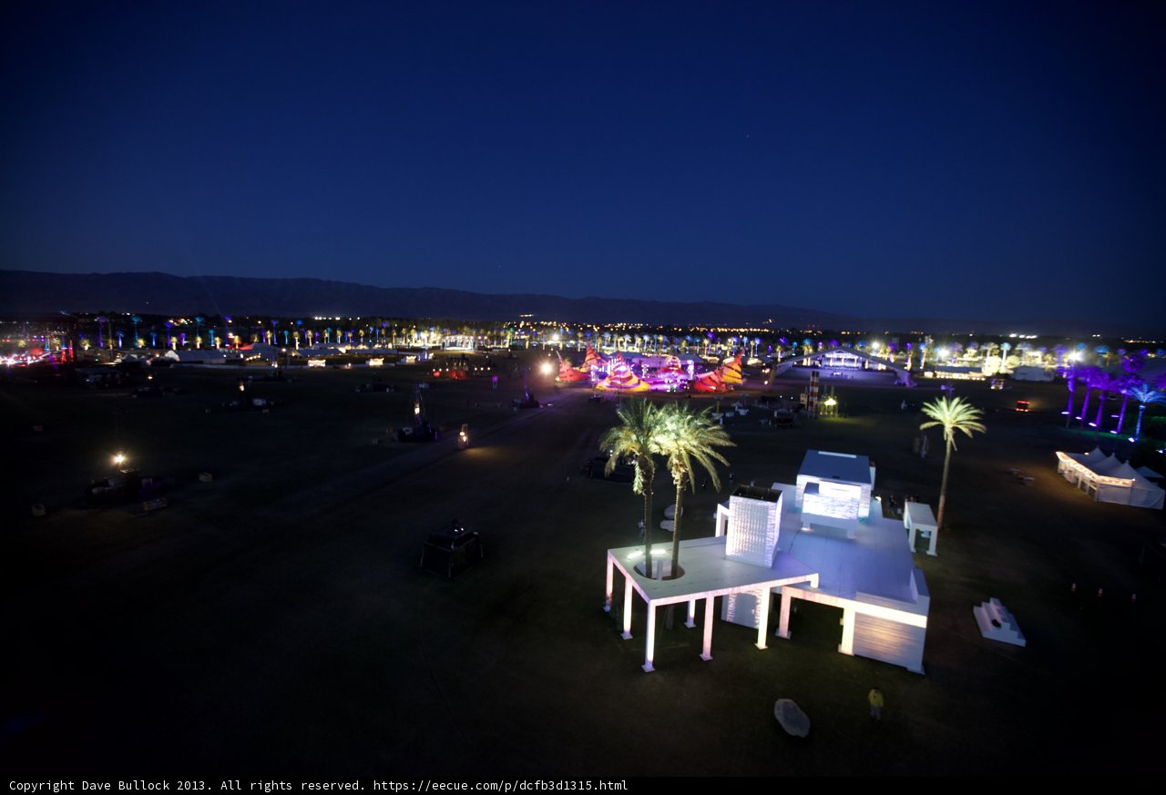 Night Sky View above Coachella Music Festival