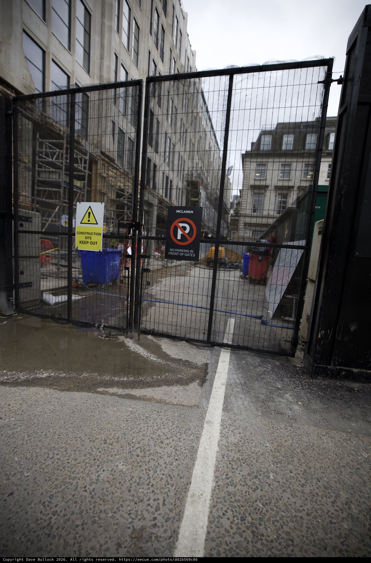 Construction Site Entrance with No Parking Gates