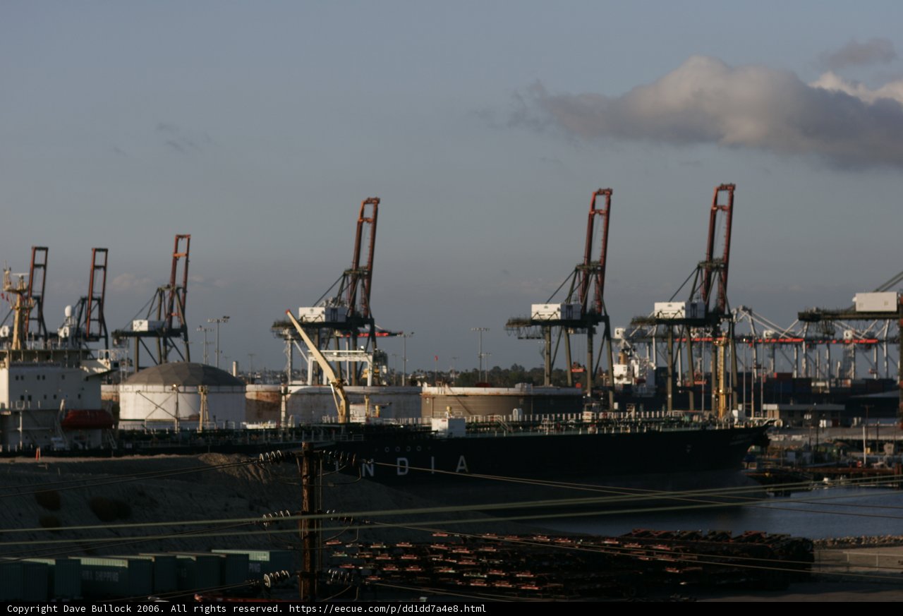 Cloudy Sky Over a Busy Shipyard