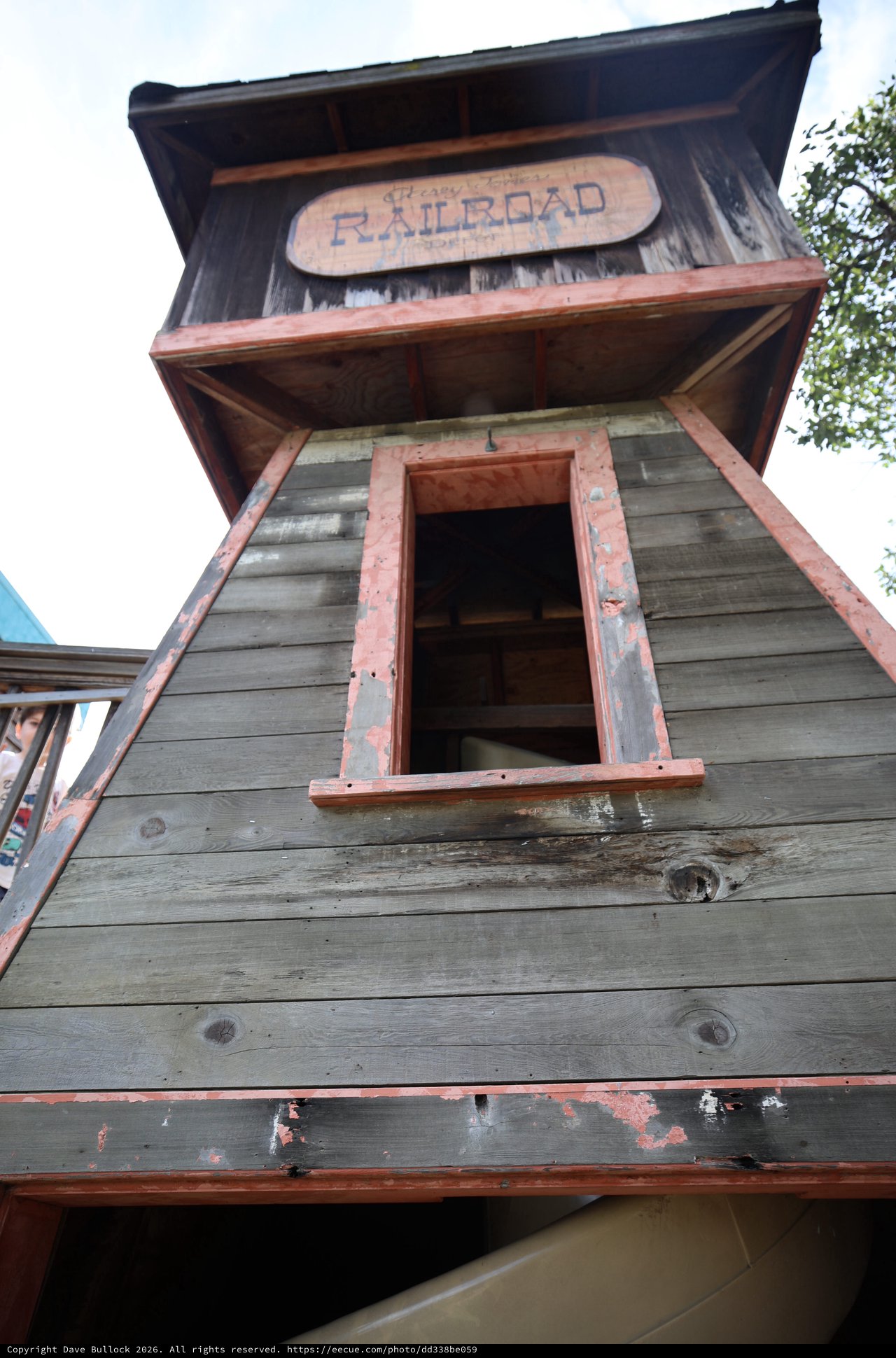 Historic Railroad Building at Weathered Wooden Playset