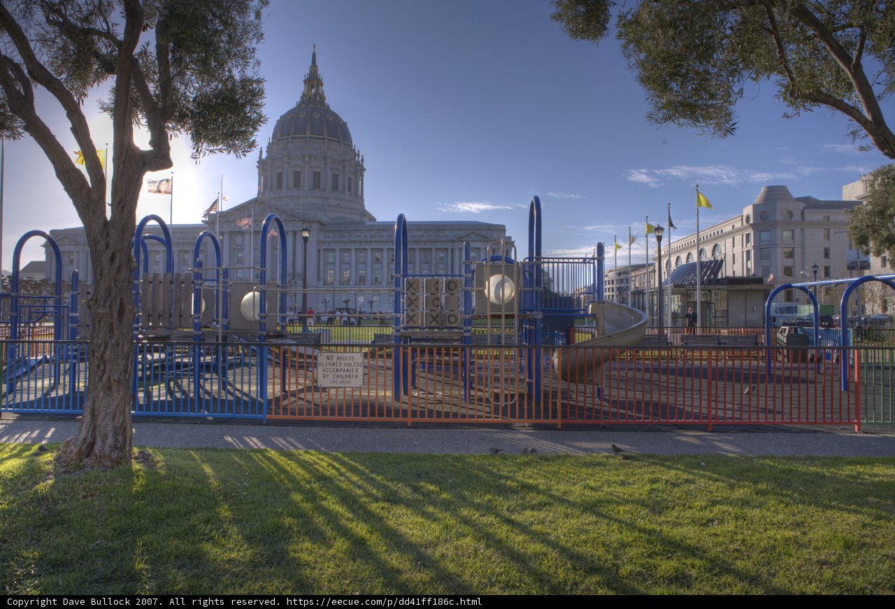 Outdoor Play Area with Office Building in the Background