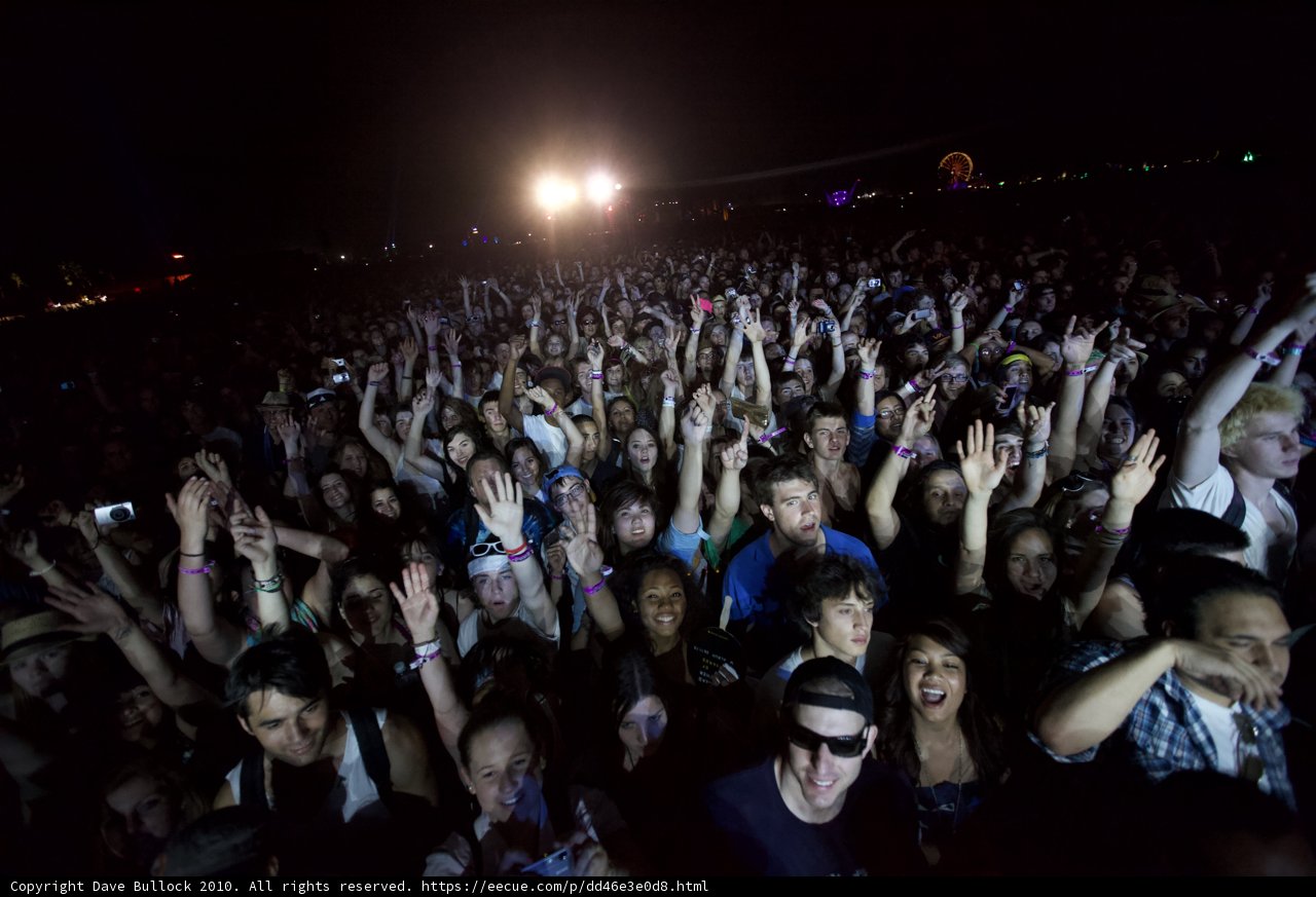 Crowd of 15 People at Urban Rock Concert
