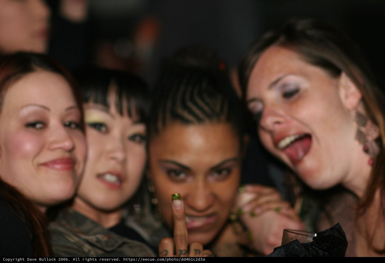 Four Friends Celebrating at a Nightclub Party