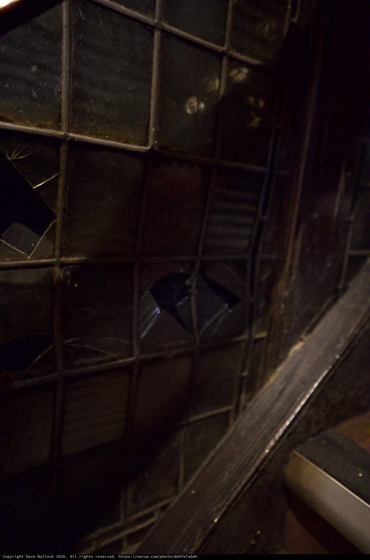 Dark Industrial Scaffolding and Stairwell Interior