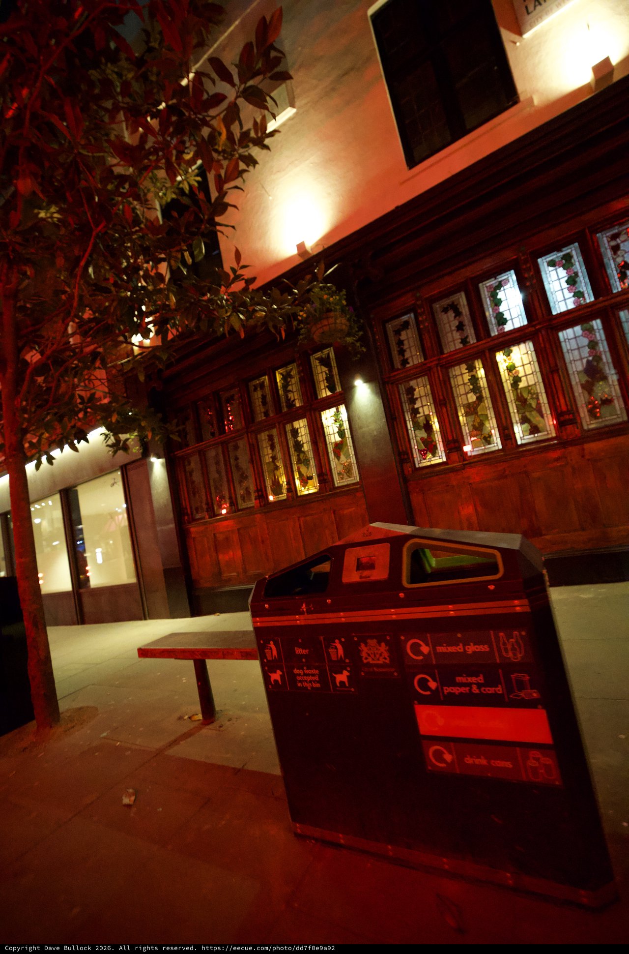 Evening Recycling Station Outside London Building